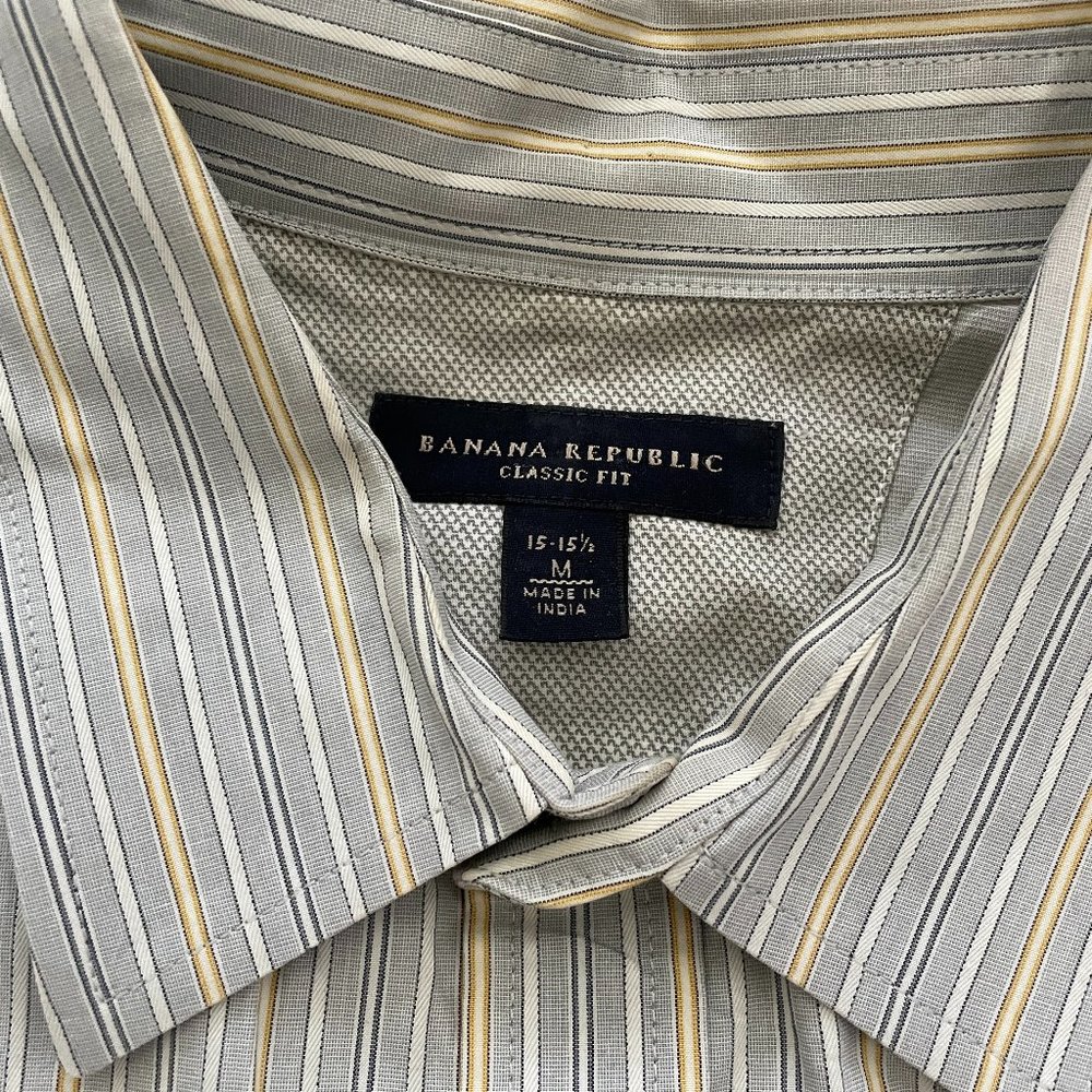 Banana Republic Classic Fit Grey/Yellow Striped Men's Button down shirt, Size 4